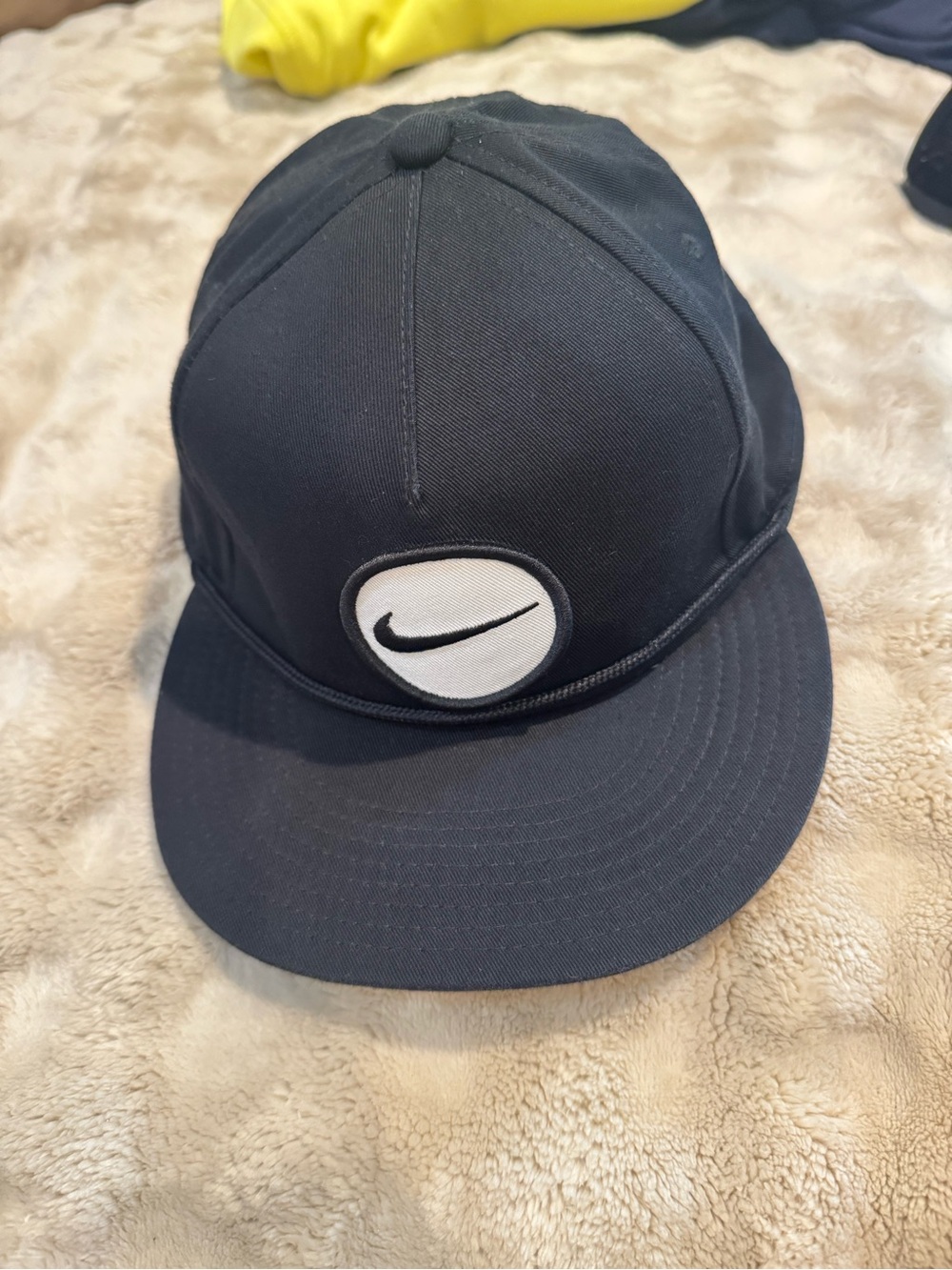 Nike Black Snapback with White Swoosh Patch